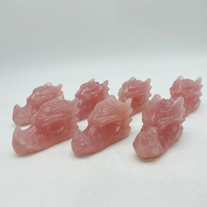 2Inch Rose Quartz Dragon Head Carving Crystals -Wholesale Crystals