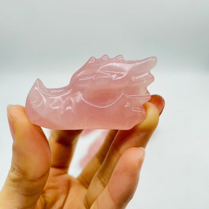 2Inch Rose Quartz Dragon Head Carving Crystals -Wholesale Crystals