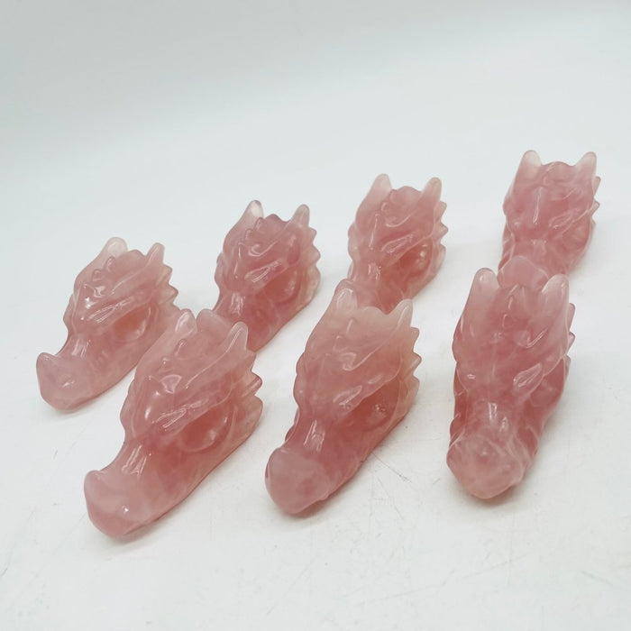 2Inch Rose Quartz Dragon Head Carving Crystals -Wholesale Crystals