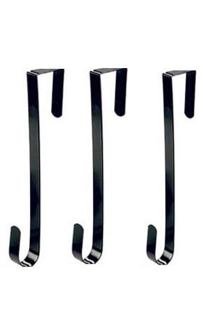 3 Black Metal Wreath Hanger Over the Door, 12 Inch