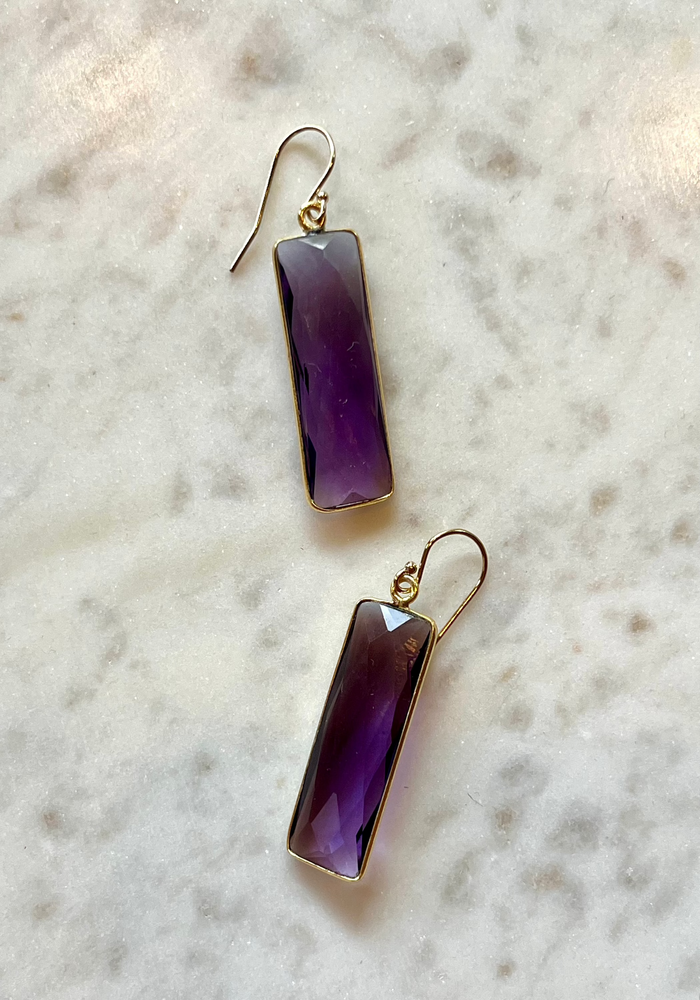 Amethyst Rectangle Earrings