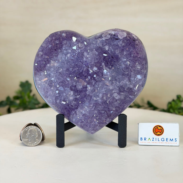 Amethyst Heart Geode on a Metal Stand, 2.2 lbs and 5.4" Tall #5463-0375
