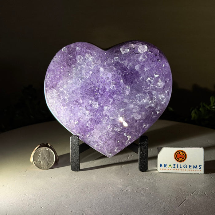 Amethyst Heart Geode on a Metal Stand, 2.2 lbs and 5.4" Tall #5463-0375