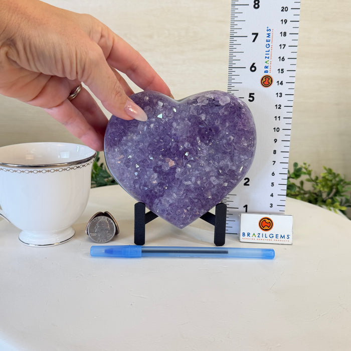 Amethyst Heart Geode on a Metal Stand, 2.2 lbs and 5.4" Tall #5463-0375