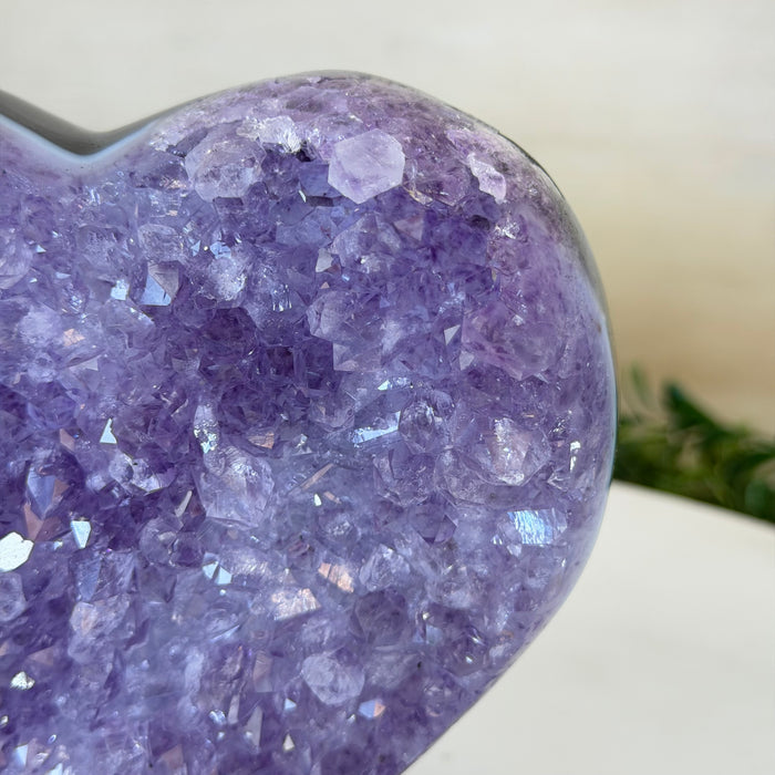 Amethyst Heart Geode on a Metal Stand, 2.2 lbs and 5.4" Tall #5463-0375