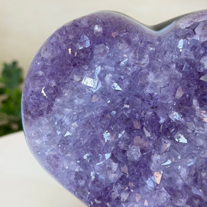Amethyst Heart Geode on a Metal Stand, 2.2 lbs and 5.4" Tall #5463-0375