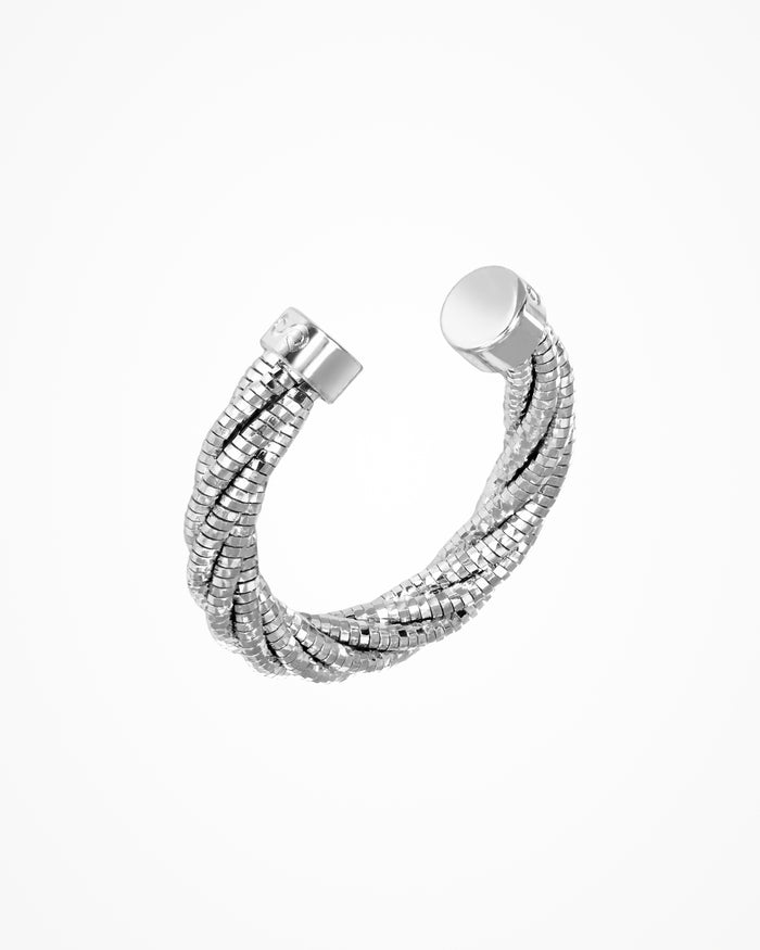 Anello in argento Spring Twist placcato rodio