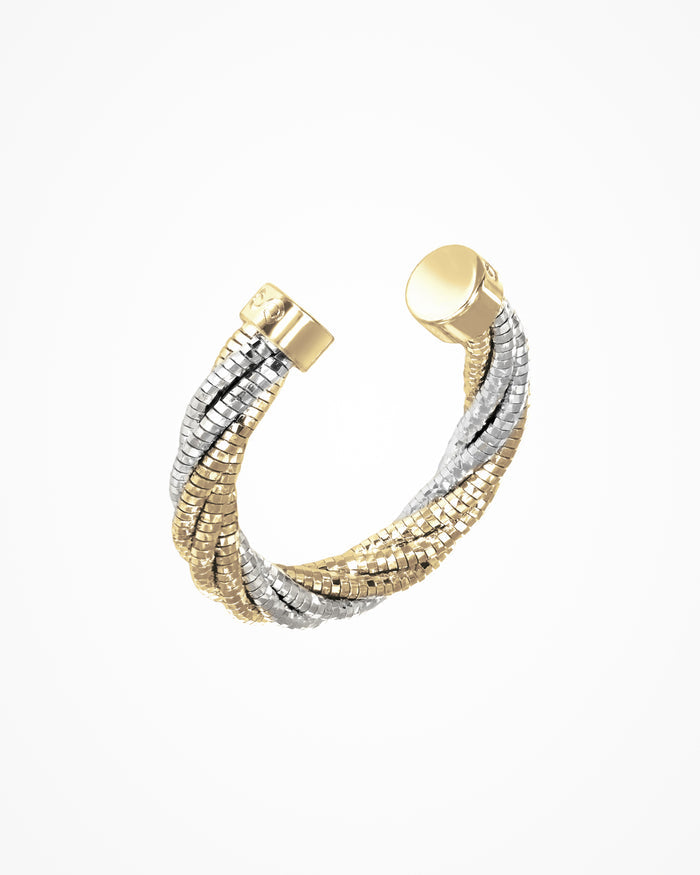 Anello in argento Spring Twist placcato oro e rodio