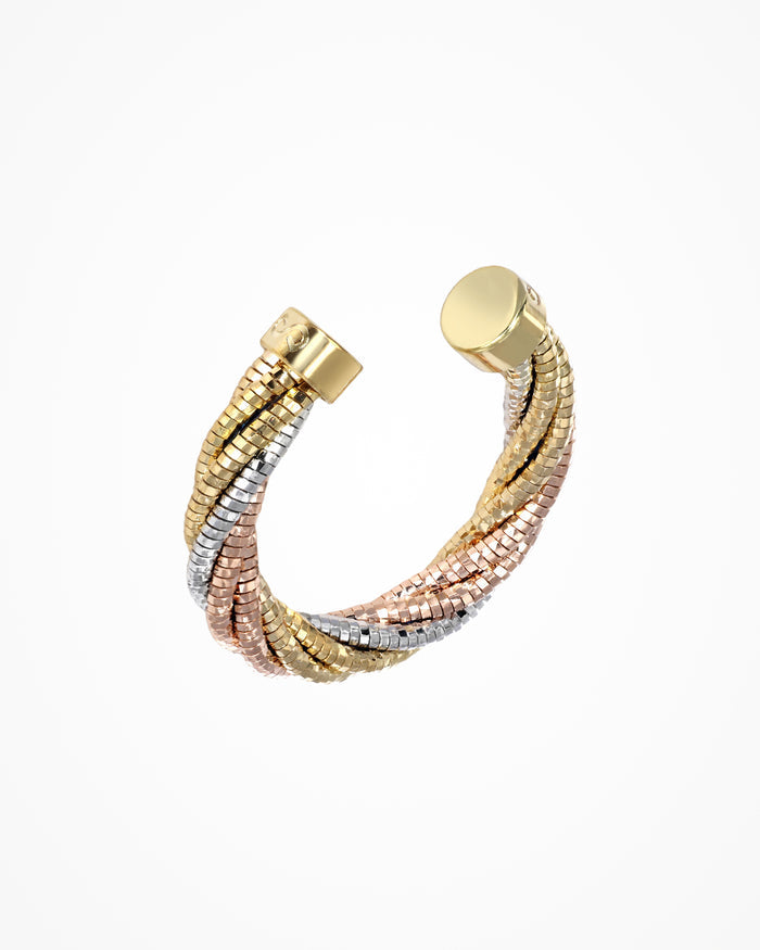 Anello in argento Spring Twist placcato oro giallo, rosa e rodio