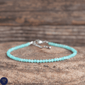 Anklet: Amzonite 3mm Faceted, Meditation Bohemian Yoga Tibetan, love calming - LND Bands