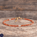 Anklet: Carnelian 3mm Faceted, Meditation Bohemian Yoga Tibetan, Balance protection - LND Bands