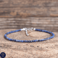 Anklet: Lapis Lazuli 3mm Faceted, Meditation Bohemian Yoga Tibetan, balance harmony - LND Bands