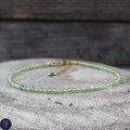 Anklet: Peridot 3mm Faceted, Meditation Bohemian Yoga Tibetan, balance harmony creativity - LND Bands