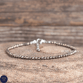 Anklet: Pyrite 3mm Faceted, Meditation Bohemian Yoga Tibetan, prosperity abundance - LND Bands
