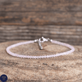 Anklet: Rose Quartz 3mm Faceted, Meditation Bohemian Yoga Tibetan, love calming - LND Bands