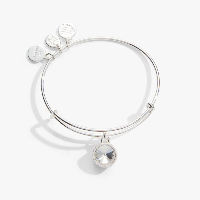 April Clear Crystal Birthstone Charm Bangle