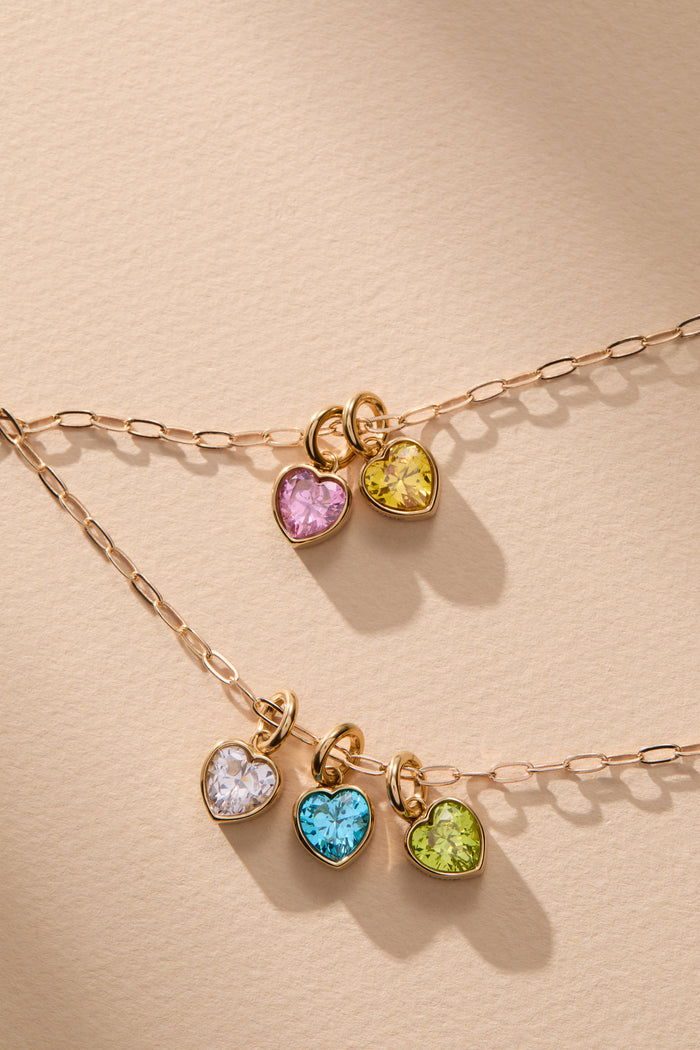 April 'Strength' Heart Birthstone Charm