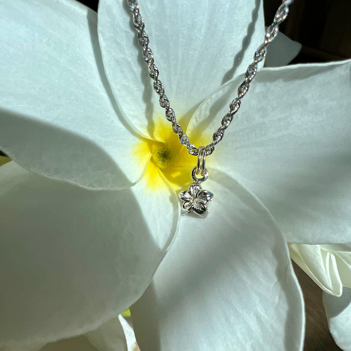 Baby Plumeria Charm in 14K White gold