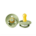 Two green BIBS pacifiers in sage colour, perfect for baby strollers and more