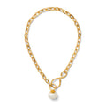 Big + Bold Gold Pearl Link Necklace