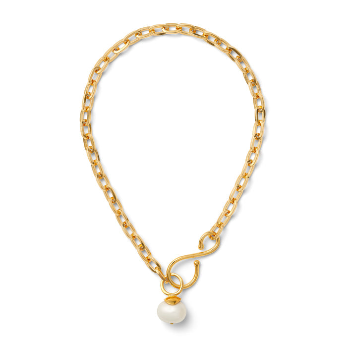 Big + Bold Gold Pearl Link Necklace