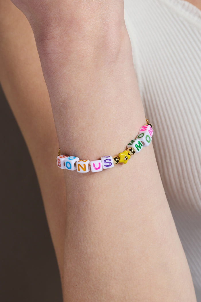 'Bonus Mom' Alphabet Bead Linear Bracelet