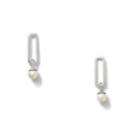 Boxy Silver + Pearl Earrings