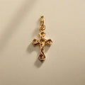 Byzantine Cross Charm Pendant in 14K Pink Gold