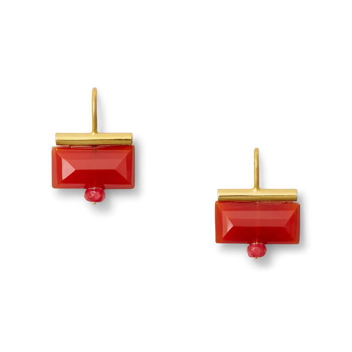 Carnelian Tile Earring