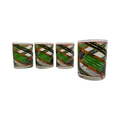 Cera Signed Mid-Century Green Aztec Southwestern Double Old Fashion Glasses (Set of 4)