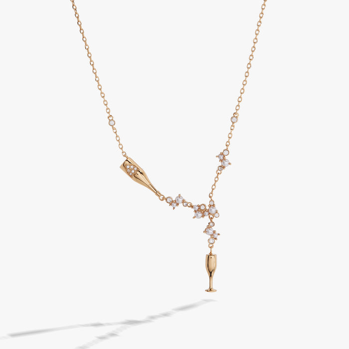 Champagne Pearl & Crystal Pendant Necklace