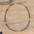 Citrine, Smoky Quartz, Tiger Eye, Pyrite Bead Necklace: Yoga, Adjustable, elegant - LND Bands