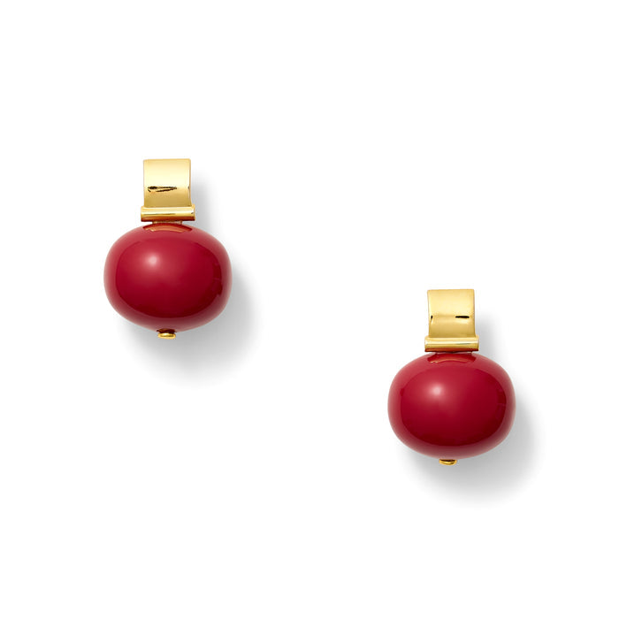 Claret Pebble Pearl Post Earring ~ Large