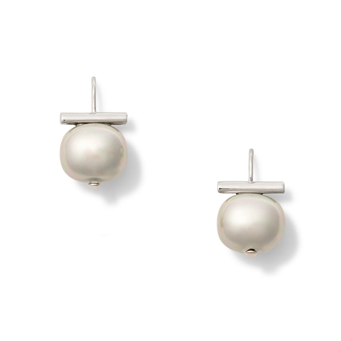 Cloud + Silver Forever Fave Pebble Pearl Earrings ~ Medium