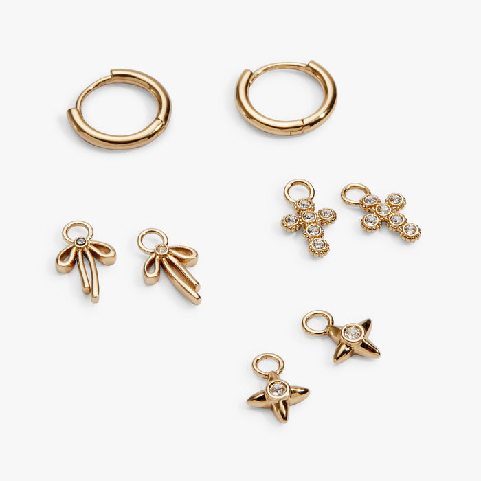 Coquette Christian Huggie Earring Set