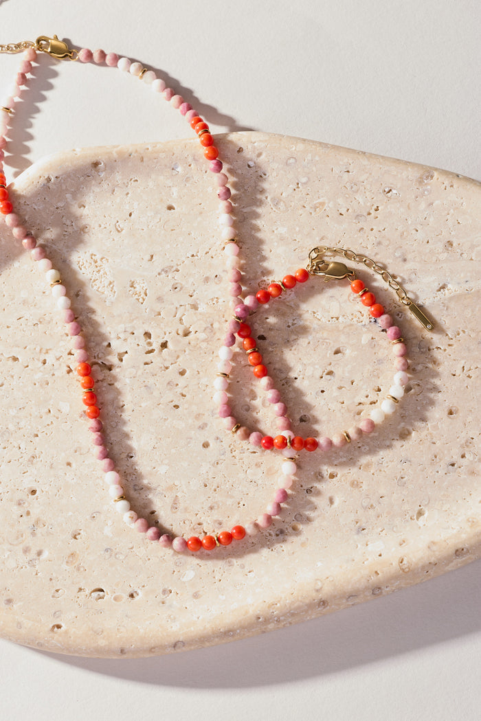 Coral Ombre Semi-Precious Beaded Bracelet