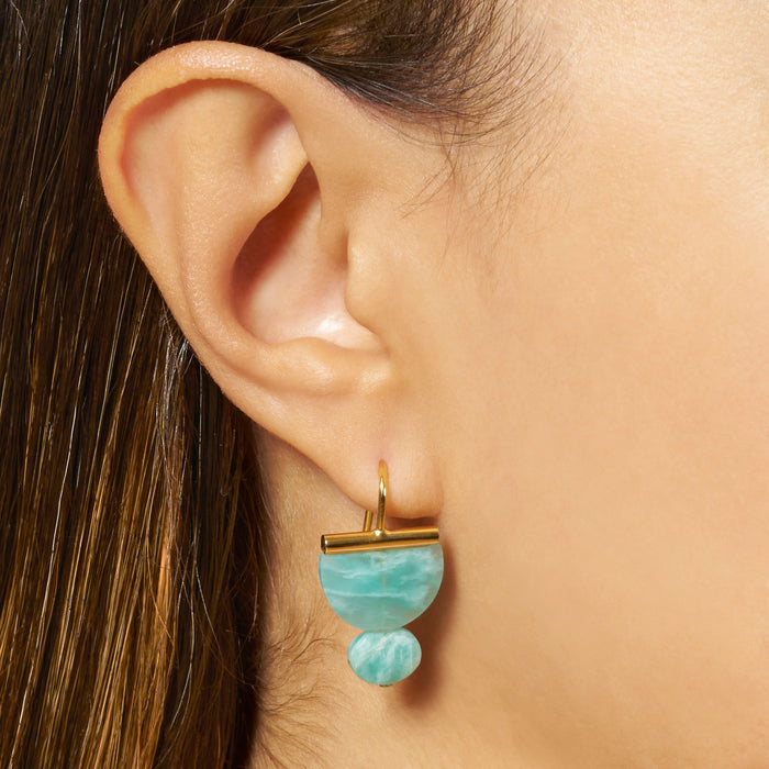 Crescent Earrings in Amazonite