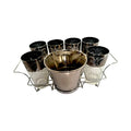 Culver Tyrol 8 Piece Mid-Century Silver and Frosted Cocktail Glasses&nbsp;