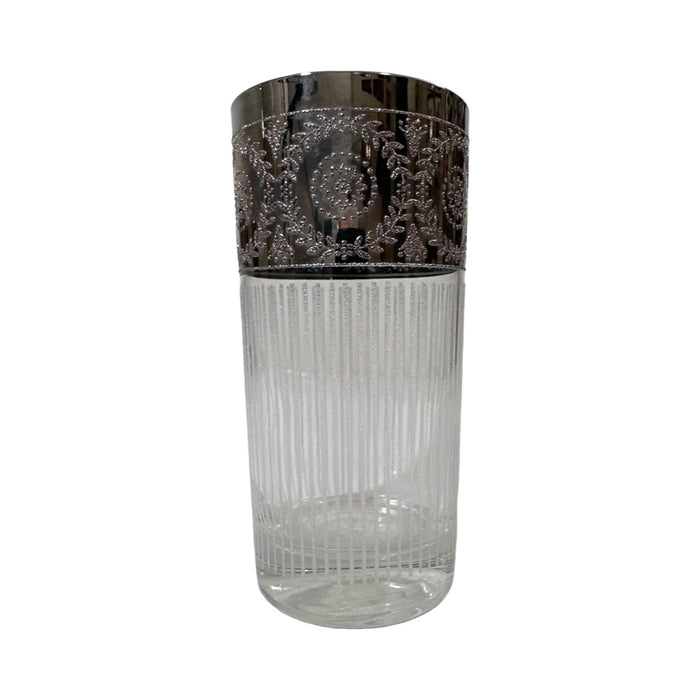 Culver Tyrol 8 Piece Mid-Century Silver and Frosted Cocktail Glasses&nbsp;