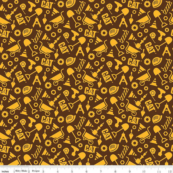 Curtain Valance - CAT® Buildin' Crew Construction Set Brown Cotton
