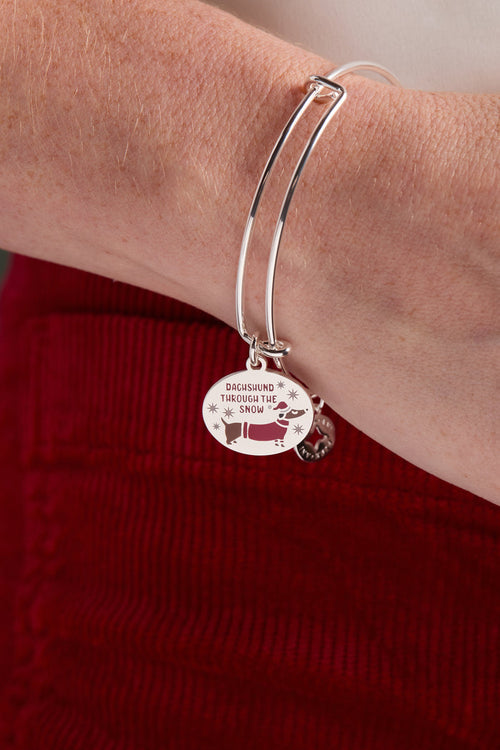 'Dachshund Through The Snow' Dog Charm Bangle