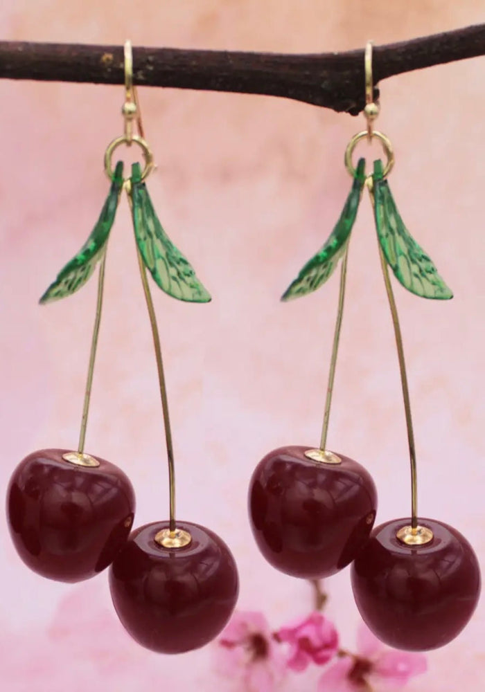 Dangling Cherry Earrings