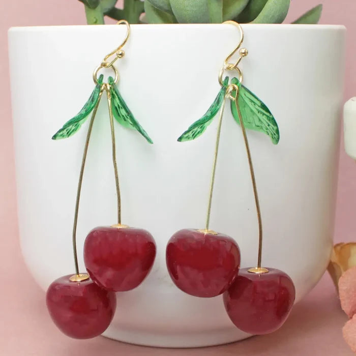 Dangling Cherry Earrings