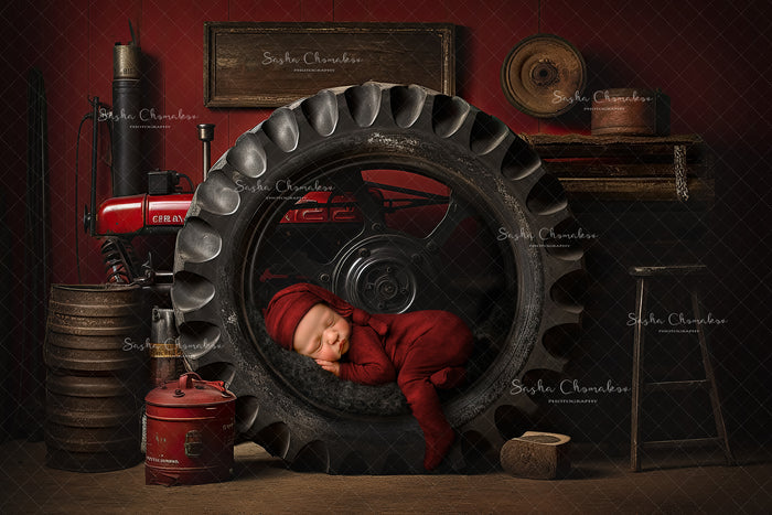 Digital background garage , auto mechanic   Ai generated