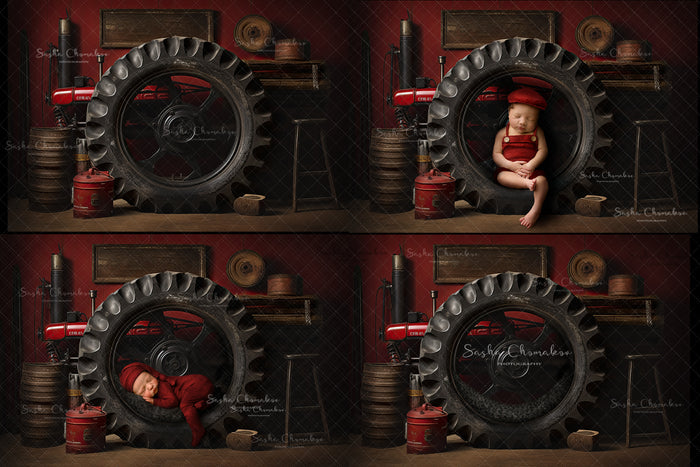 Digital background garage , auto mechanic   Ai generated