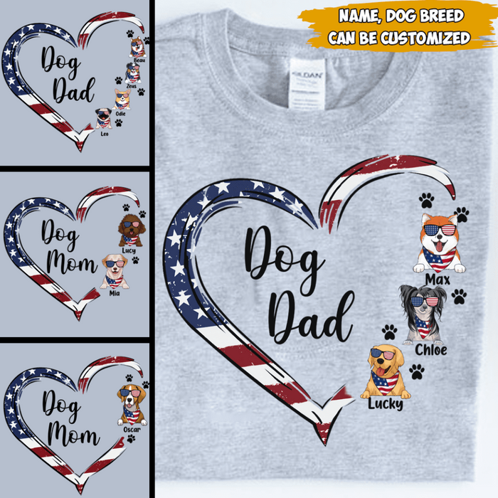 Dog Mom, Dog Dad - Personalized T-shirt, 4th Of July, Gift For Dog Lover, Custom Shirt For Dog Lovers