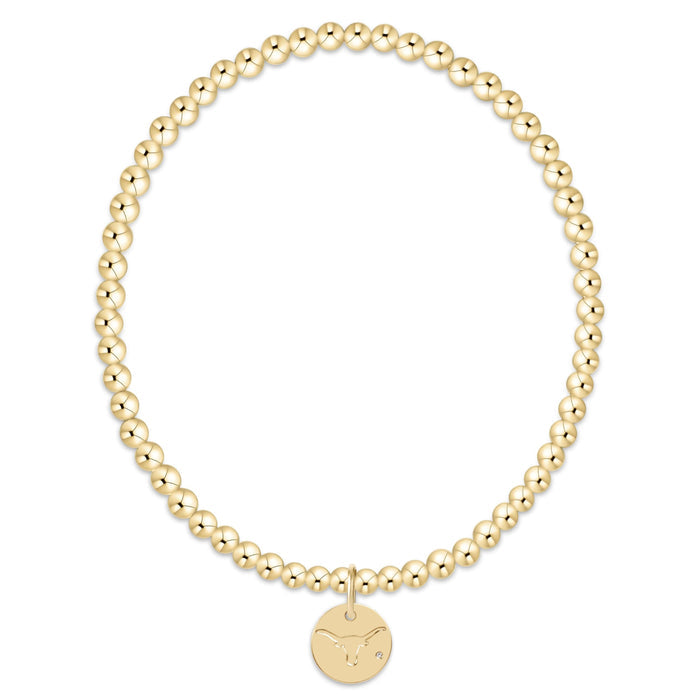 eCOLLEGIATE Classic Gold 3mm Bracelet - UT Austin Disc