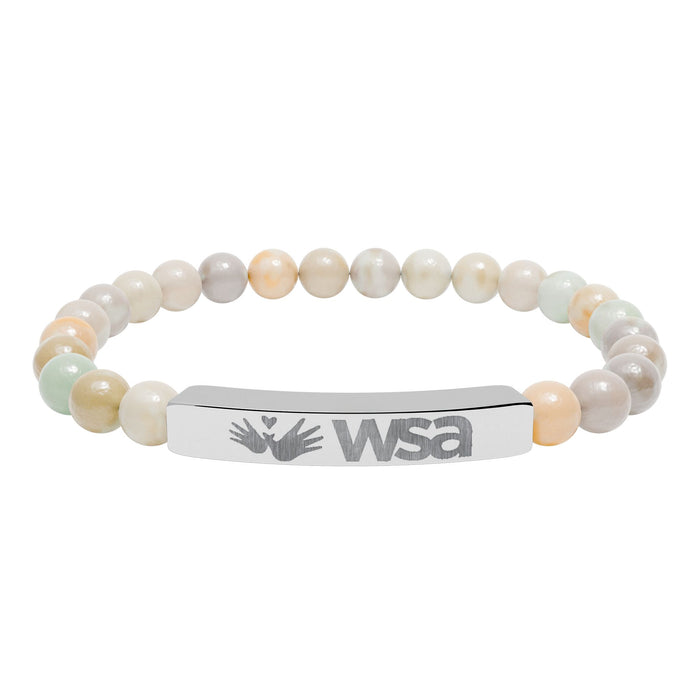 Engraved Natural Stone Stretch Bar Bracelet