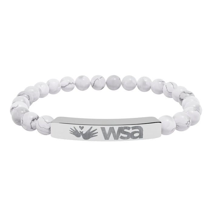 Engraved Natural Stone Stretch Bar Bracelet