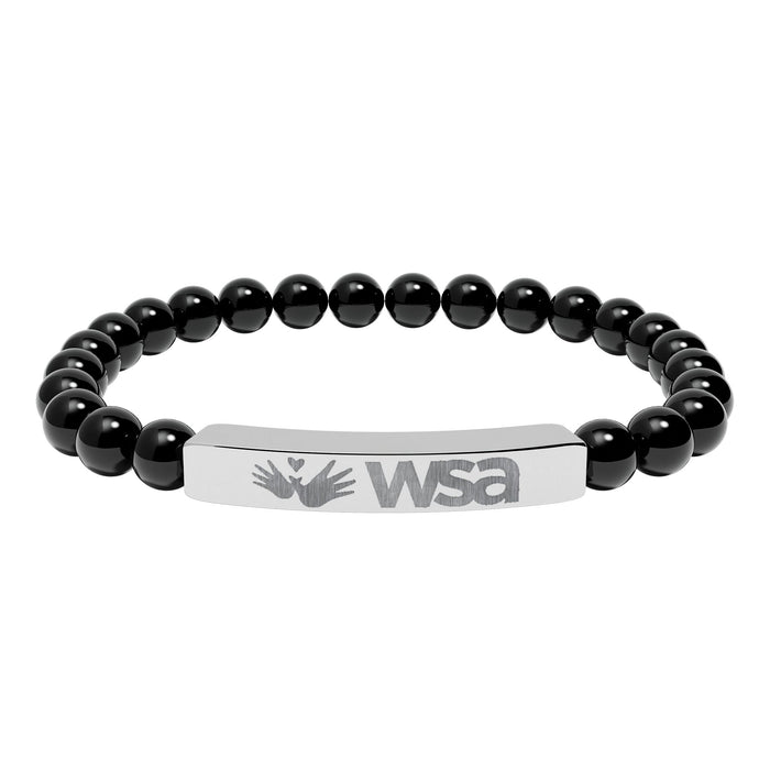 Engraved Natural Stone Stretch Bar Bracelet